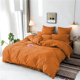 3 Pcs Cross Pleated Duvet Set - Orange